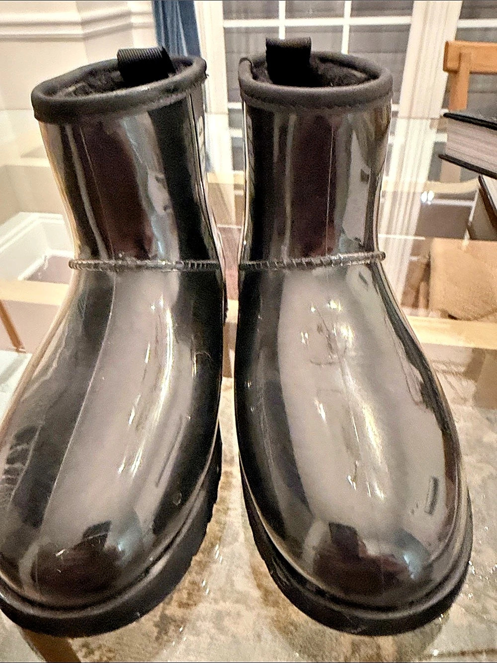 UGG Classic Clear Mini Black Rain Boots